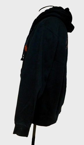 Adidas Mens Medium Black Full Zip Drawstring Hoodie Embroidered Trefoil Logo - Picture 2 of 7