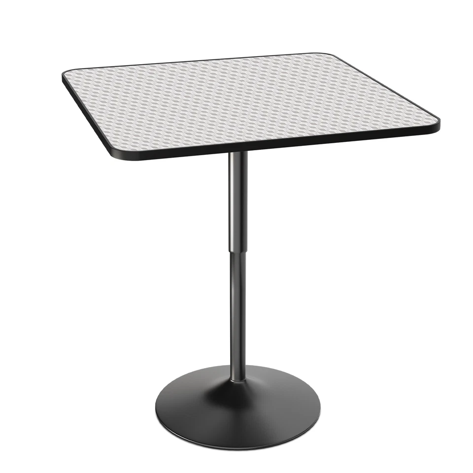 Silver Rectangular Pub Bar Table Kitchen Adjustable Height Tabletop Chrome Base - Image 2 of 4