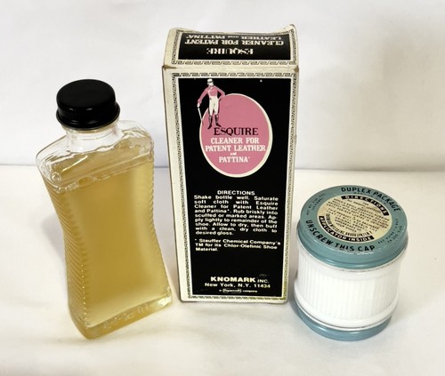 2 Vintage Esquire Leather Cleaner Polish Advertising Bottles - Picture 5 of 8