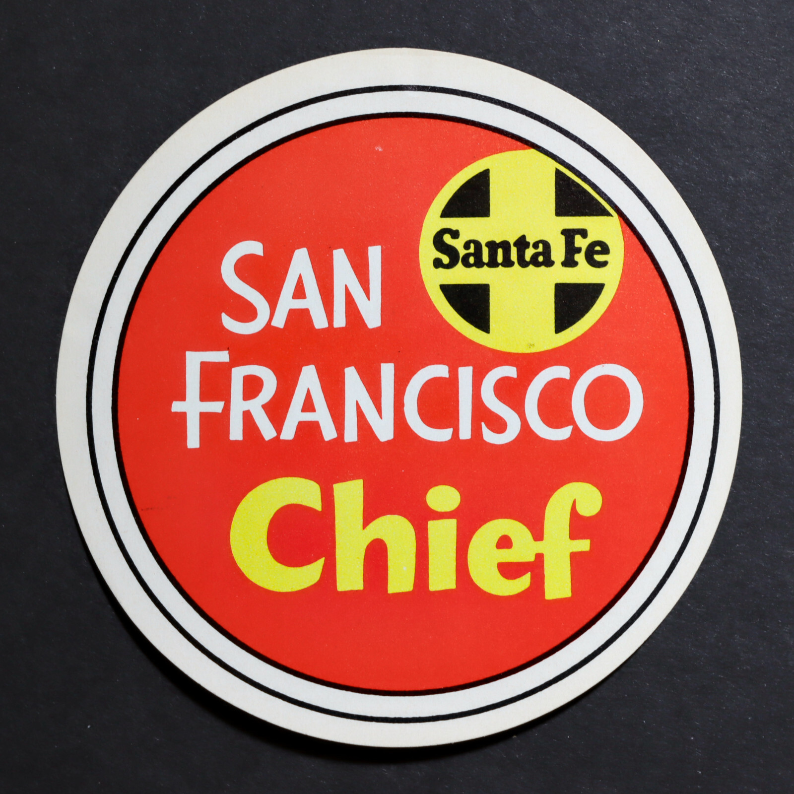 Vintage Santa Fe Railroad Chief Luggage Label Genuine Railroadania Collectible  -image