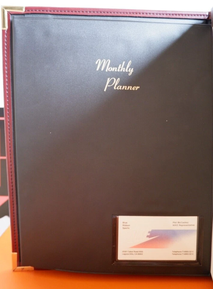 NUEVO Carpeta de cuero vintage Nike Employee Portfolio 1980 Playbook cinta azul Foto 2 de 4