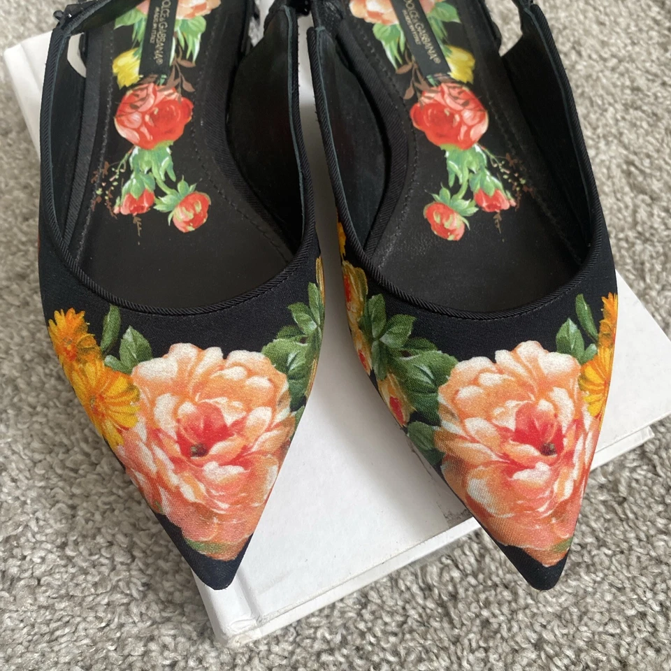 Dolce & Gabbana Mujer Sandalias Viscosa Estampado Floral Zapatos con Cordones Talla 36/6 Foto 3 de 4