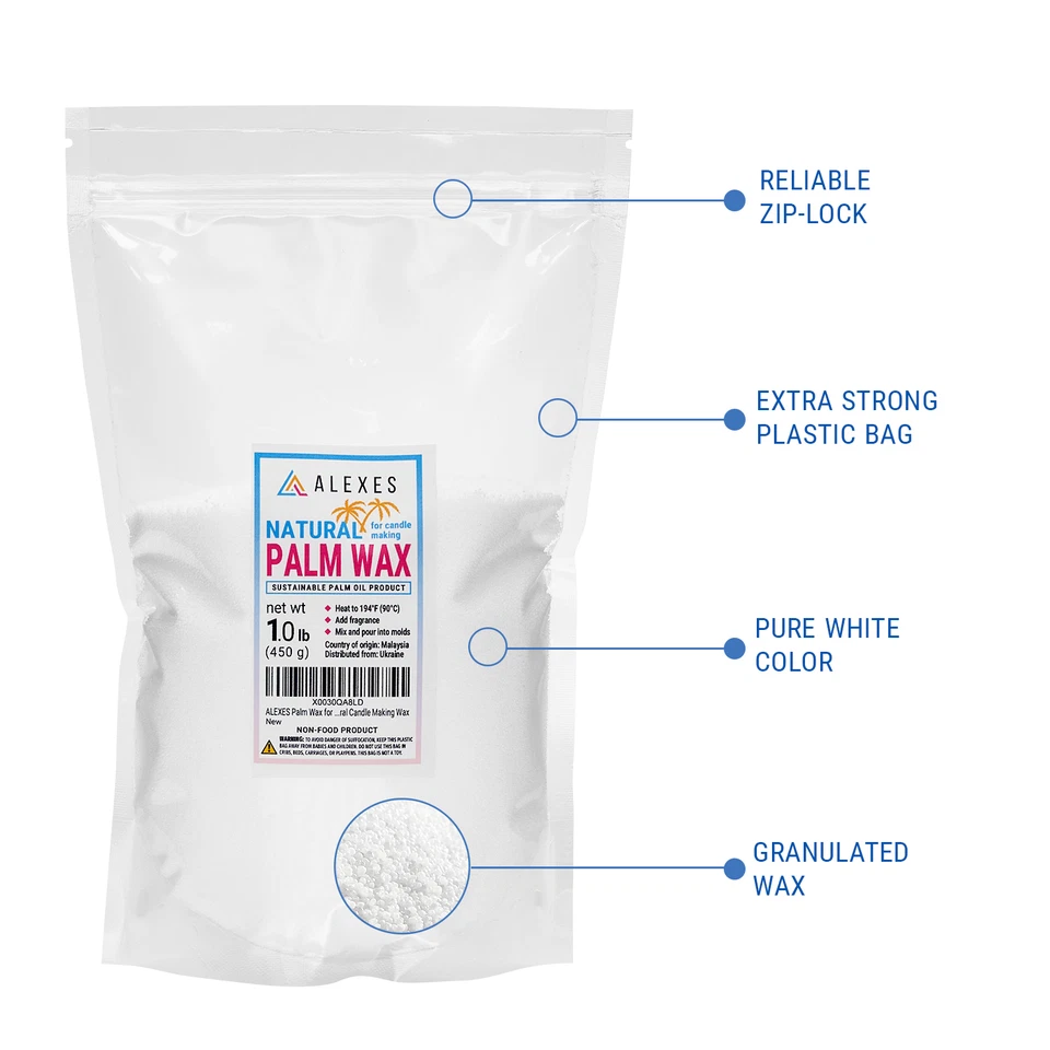 Cera de palma de 1 lb para hacer velas, cera de palma granulada natural, cera vegana orgánica Foto 2 de 4