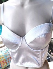 Victorias Secret Rare Vintage bra ?? Silver Lux Satin Strapless Bustier 34D 