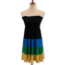 Moa Moa Smocked Top Colorblock Skirt Dress Size Small