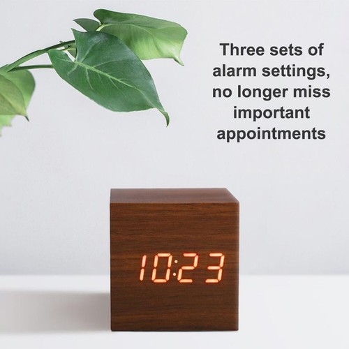 Digital Clock Bedside LED Display Alarm Temperature Time Date Voice Control USB - Picture 8 of 17