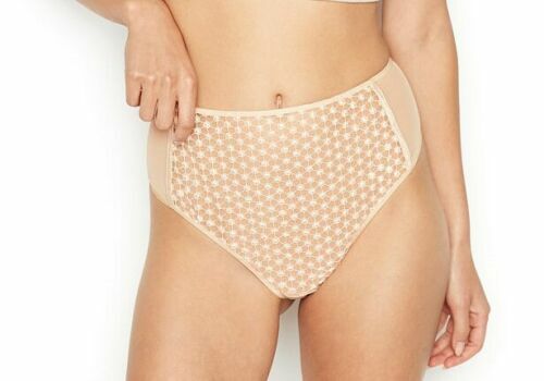 NEW Victoria Secret Luxe Starburst High Waist Thong Champagne S or M - Picture 1 of 2