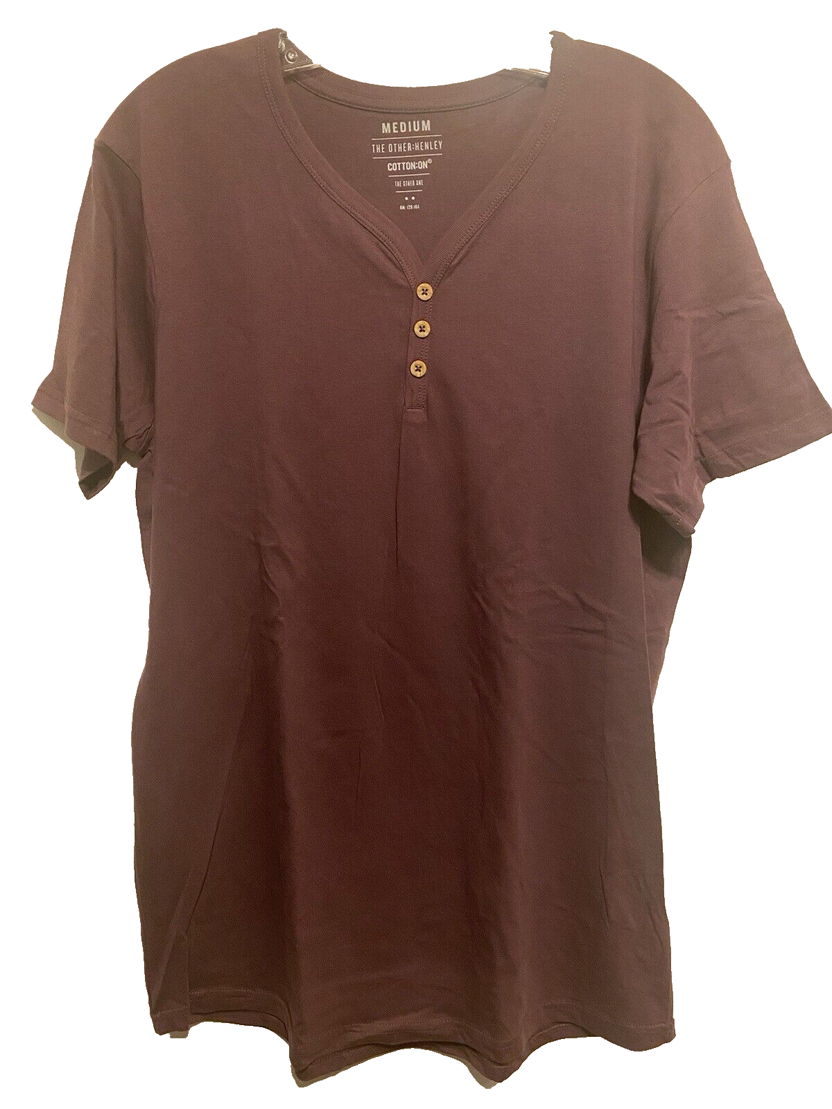 ALTRA Cotton On Collection "The Other Henley" uomo medio nuovo senza etichetta cotone marrone 3 bottoni