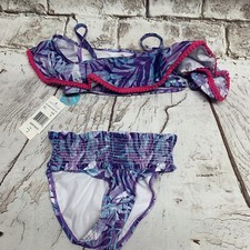Jantzen Girls Tankini 2-Piece Swim Set Size 5 Purple Multi UPF 50 3704 
