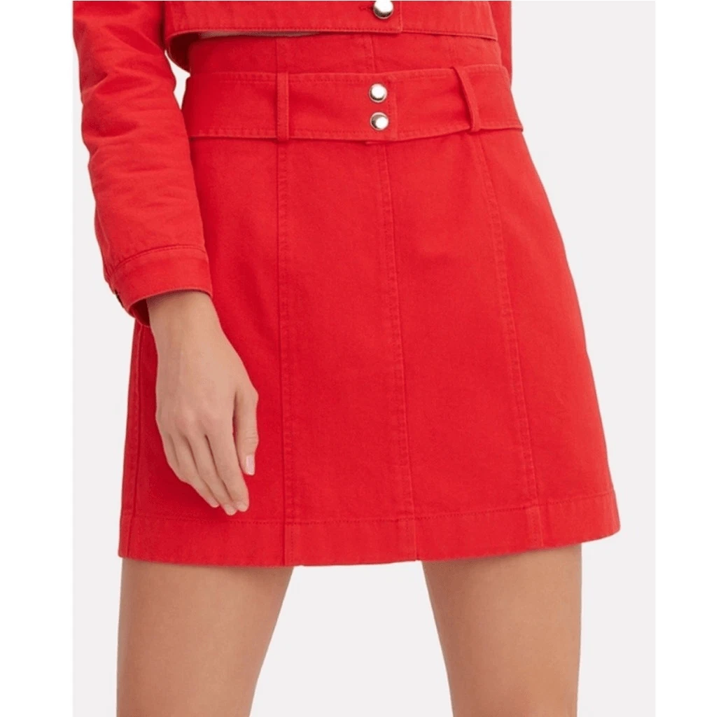 Intermix Abigail Mini skirt Red Denim Short Fitted Retro y2K Snap Structured 6