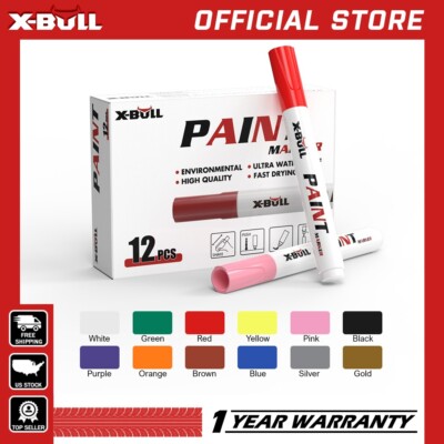 X-BULL Waterproof Permanent Paint Marker Pen for Car Tyre Tire Tread Rubber 12PC