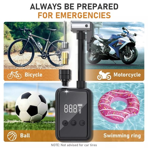 Bike Pump Portable Air Compressor, 130 PSI Mini Bike Tire Pump with Gauge. - Picture 9 of 21