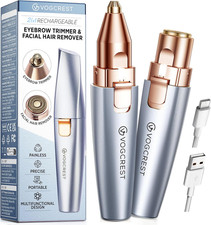 Eyebrow  Facial Trimmer: 2 In1 Rechargeable Facial Hair  Eyebrow Shaver - Pain