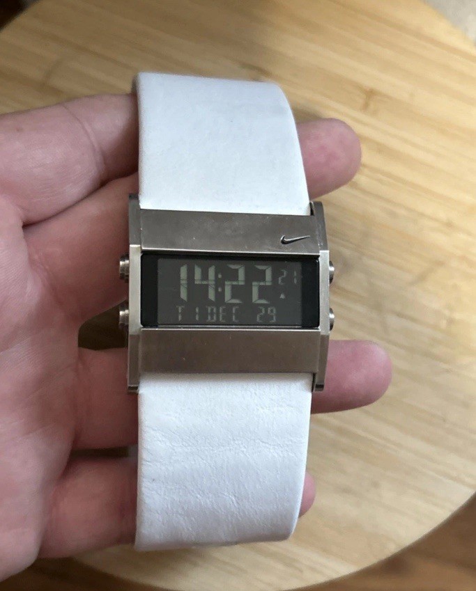 Nike Oregon Mens Stainless Steel Digital WA0038-001 white leather