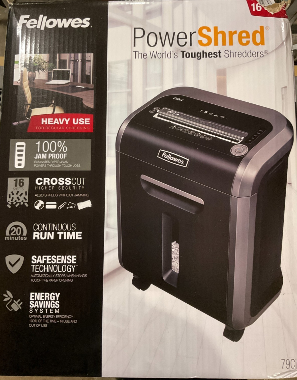 Fellowes 3227901 Powershred 79Ci Cross-Cut Shredder - Black/