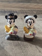 Disney Mickey Minnie Mouse Fall Thanksgiving Pilgrim Salt Pepper Shakers