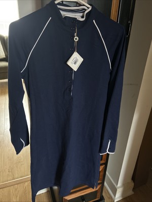 Bobby Jones Clover Womens Polo Dress Long Sleeve Size Med BMW23005 Navy NWT