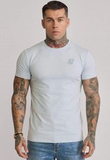 Image of SikSilk Men's Muscle Fit Short Sleeved Essentials T-Shirt Tee Blue