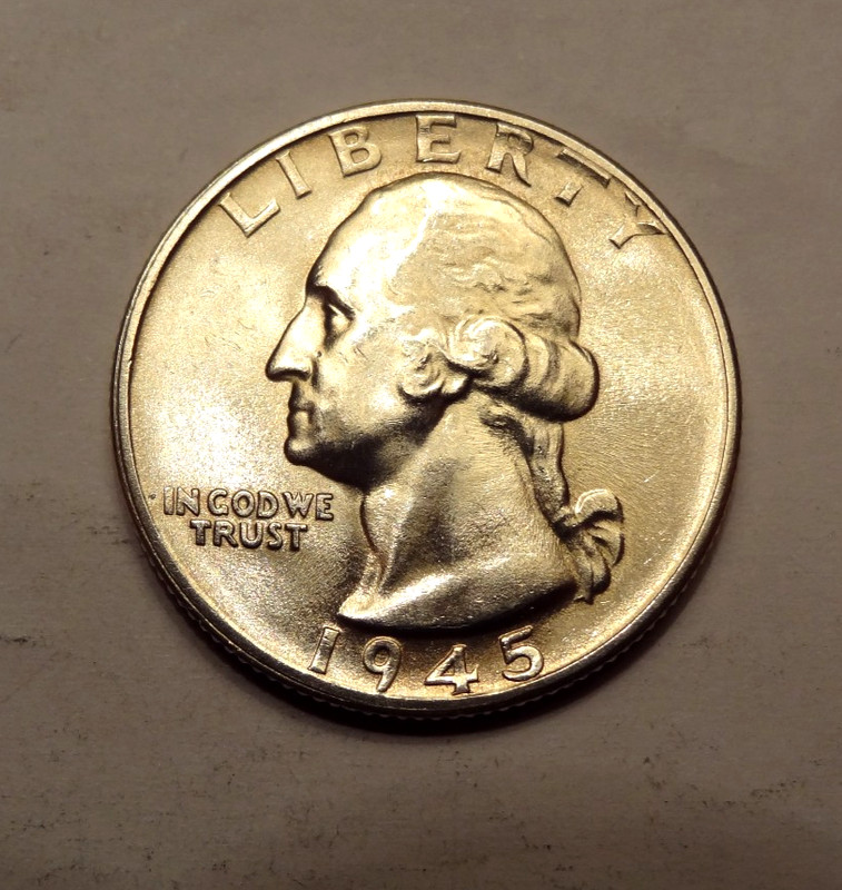 1945 S WASHINGTON QUARTER,  GEM BU CONDITION