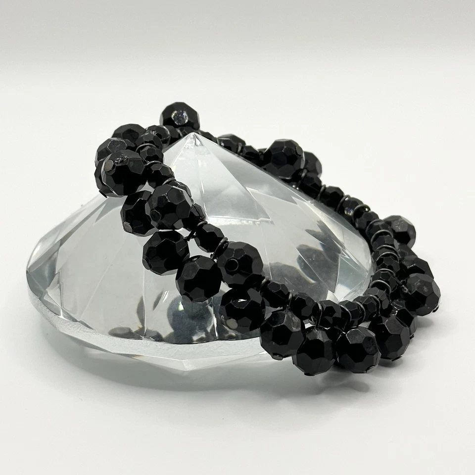 Pulsera elástica Avon Jet negra facetada Cha Cha *con caja* Foto 3 de 4