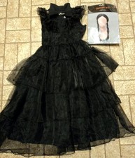Girl's Wednesday Addams Dress / Costume w/ Wig. Sz. 6/7.