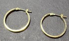 Gold Tone Round Hoop Earrings Latch Back Closure Metal Lobe No Stone — photo 1
