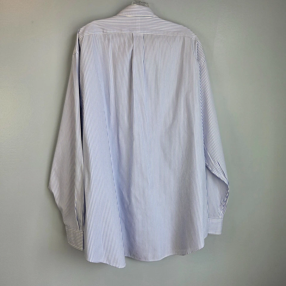 Camisa Ralph Lauren Yarmouth 18 36/37 Azul Blanco Rayas Oxford 100% Algodón Foto 2 de 4