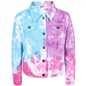 Kinder Mädchen Mode Denim Mehrfarbig Batik Bedruckt Jacke Jeans Langarm