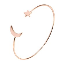 (Rose Gold）Female Open Bracelet Copper Plating Wristband Bangle With Moon Star