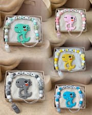 Personalized Name Baby Pacifier Clip Chain Silicone Teether Gift