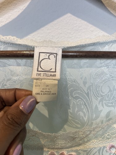 Vintage EVE STILLMAN Lace Paisley Satin Nightgown Size 1x Floral Coquette - Picture 3 of 7