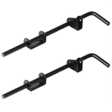 2 Pack 14" Black Cane Bolt Gate Latch, Steel Ground Slide Drop Rod for Barn F...