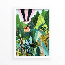 Hot Air Balloon Jungle Botanical Illustration Print Nursery Poster Unframed