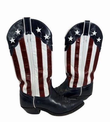 CODE WEST AMERICAN FLAG RED/WHITE/BLUE COWBOY BOOTS WOMENS SIZE 6.5M