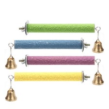 Bird Perch Stand with Bell For Cage Wood Bird Cage Perch For Budgie Finch Parrot