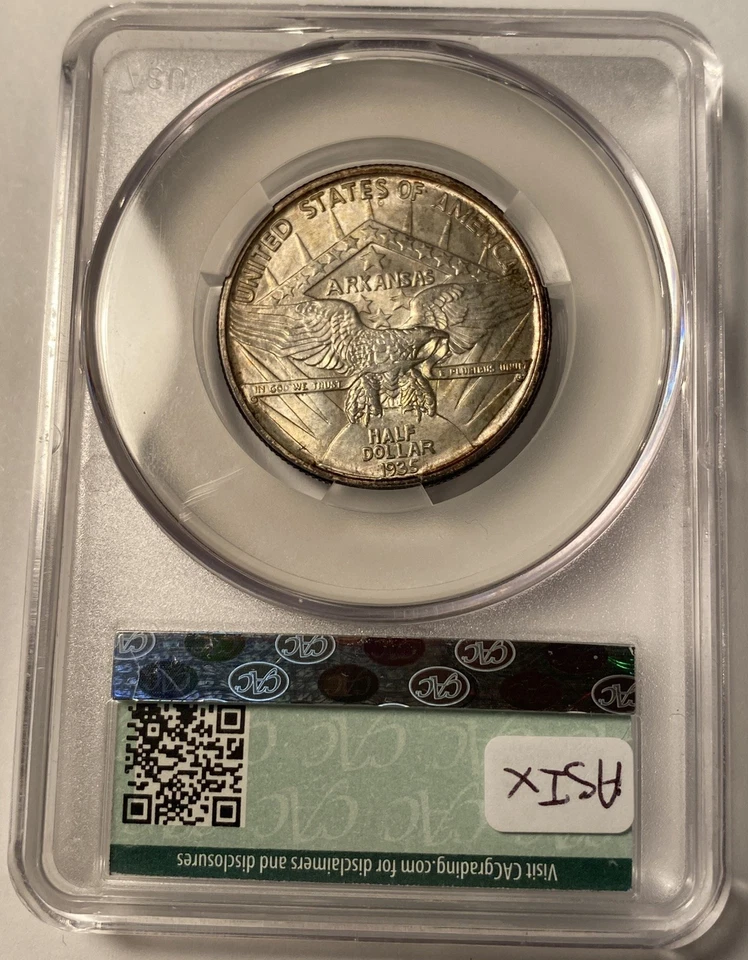 1935 Arkansas Commemorative Half Dollar CACG MS67 CAC Light Toning - Image 3 of 4