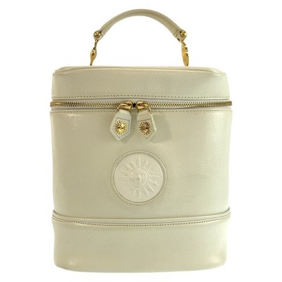 VERSACE vintage Sunburst Handbag vanity bag White Ivory GoldHardware leather