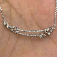 1.10Ct Round Cut Lab Created VVS1/D Diamond Bar Pendant 14K White Gold Plated