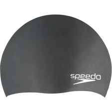 Speedo Kids' Jr Elastomeric Solid Black Silicone Swim Cap NEW