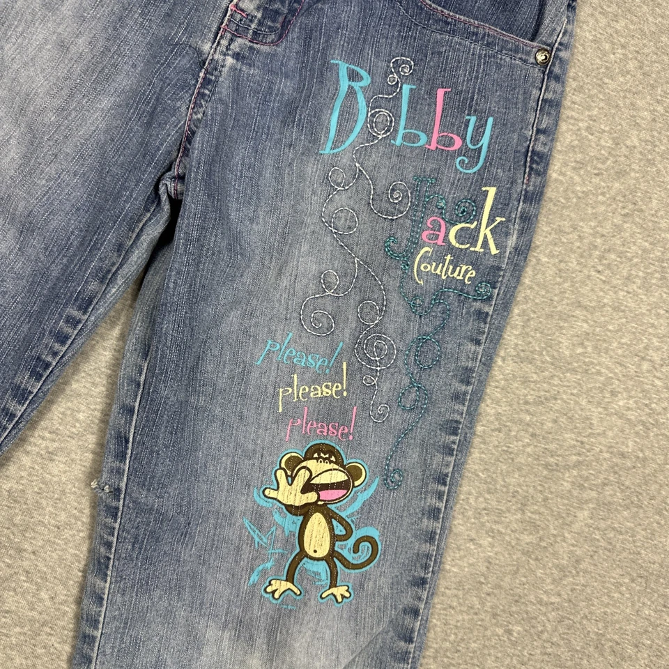 Vintage Bobby Jack Jeans Meninas 16 Y2K Grunge Skate Flare Engraçado Desenho Animado Macaco - Imagem 2 de 4