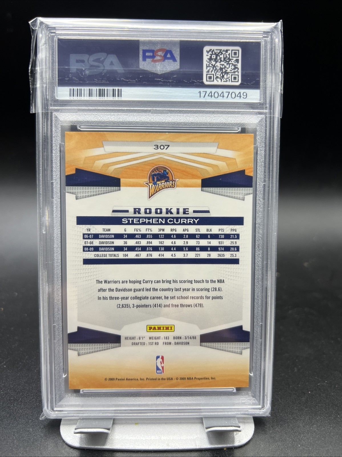 2009-10 Panini - Rookie Stephen Curry #307 (RC) view 2