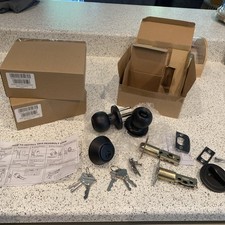 3 Pack Keyed Entry Door Knobs Single Cylinder Deadbolt Lock Combo Set