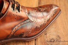 Jeffery West Bee Honey Comb Tan Brown Leather Derby Shoes Men's UK 8 US 9 EU 42