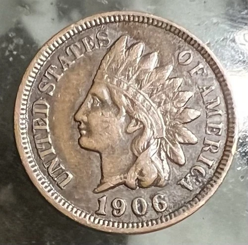 1906 INDIAN HEAD CENT XF/AU DETAILS OLD CLEANING