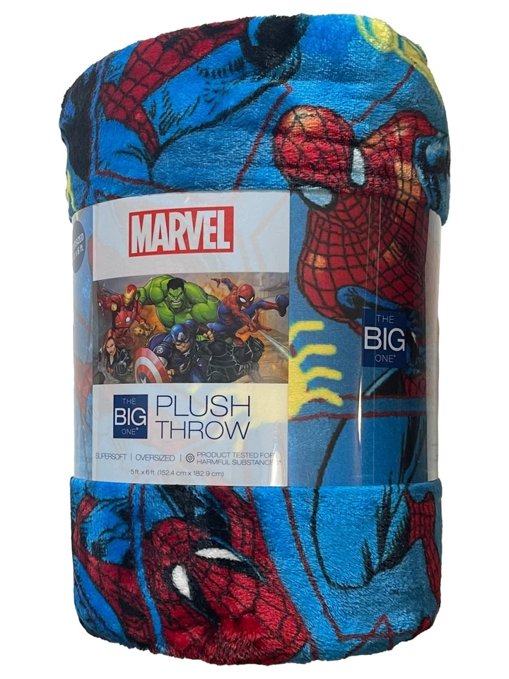 Manta de peluche The Big One de gran tamaño Marvel Spider-Man, Spiderman 5 pies x 6 pies Foto 3 de 3