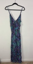 Spell & the Gypsy Boheme Bias Slip Maxi Dress Size Medium Baltic Peacock Blue