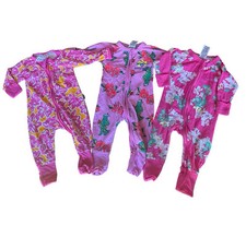 Bonds Zippy Zip Wondersuit Sz 0-3 Months x 3 Pink Wiggles Dorothy Floral EUC AZ