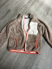 Vintage LL Bean Jacket Deep Pile Fleece Zip Up Tan Brown Youth 6X/7