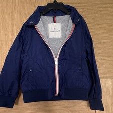 Moncler Blue Unisex Kids Size 4 Zip Solid Logo Polyester Long Sleeve Jacket