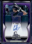 2023 Bowman Draft Cole Carrigg Chrome Auto Purple Refractor 1st #41/250